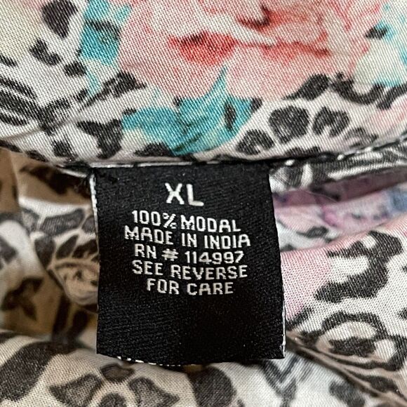 Tolani Collection Floral Caftan Poncho Blouse Womens Size XL Boho Lightweight - Picture 11 of 13